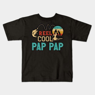 Reel Cool Pap Pap Fishing Fathers Day Fisherman Kids T-Shirt